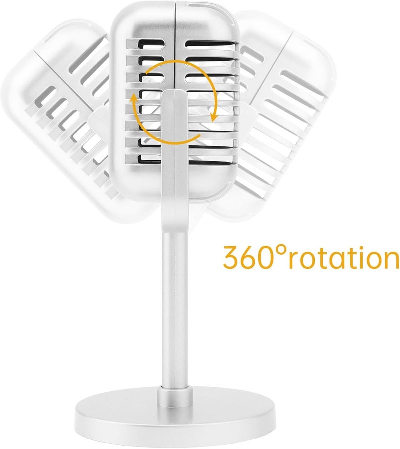 RTNLIT Retro Microphone Prop Model, Vintage Microphone Stage Table Decor with Stand, Fake Mic for Party, Jukebox Decorations (Silver) - Image 4